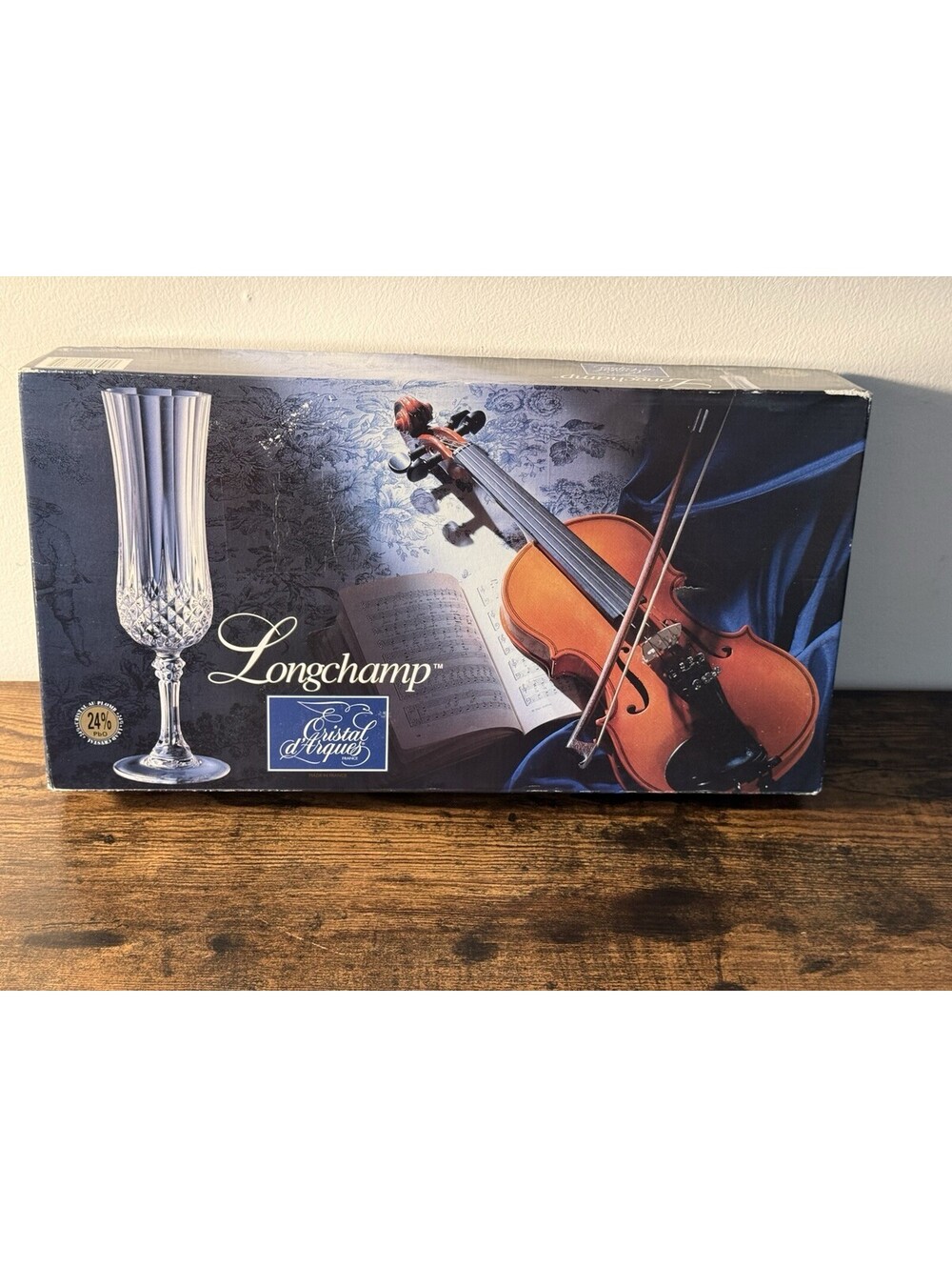 Cristal D'Arques Paris Longchamp Set of 6 Glasses Flutes 8" New In Box